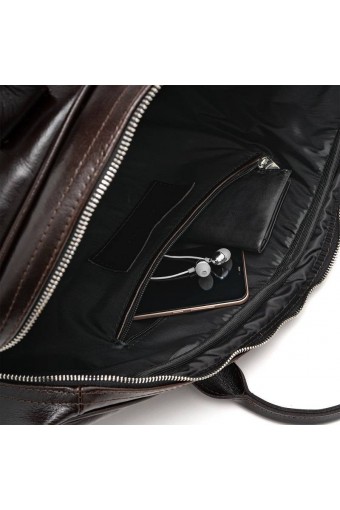 Podróżna torba ze skóry brodrene smooth leather r10 ciemny brąz