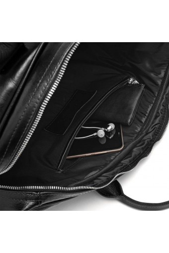 Podróżna torba ze skóry brodrene smooth leather r10 czarna