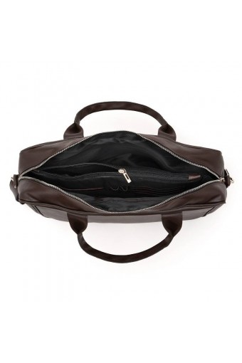 Skórzana torba na ramię laptop brodrene b12 ciemny brąz