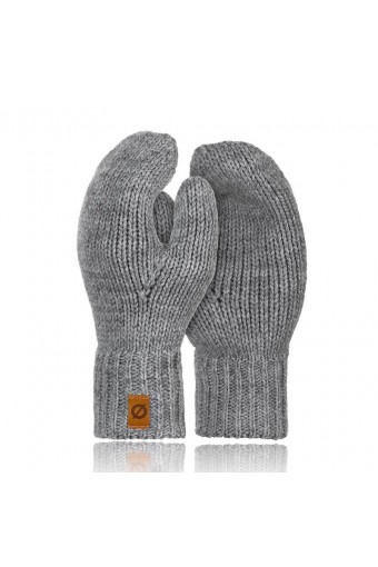 Damskie rękawiczki zimowe jednopalczaste brodrene r02 jasnoszare