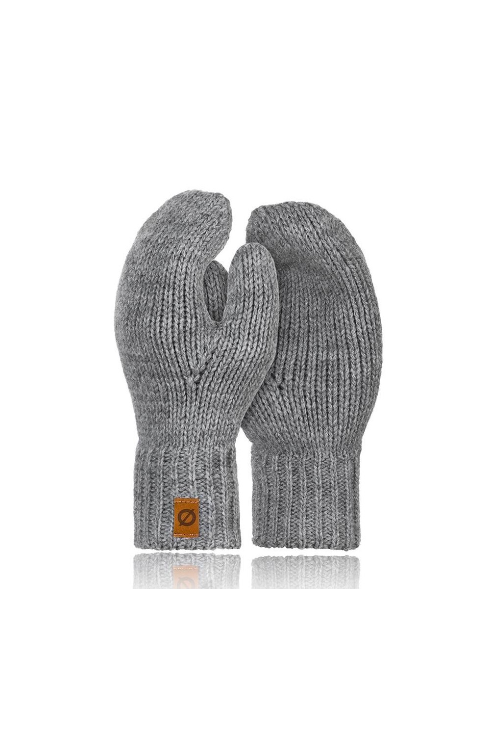 Damskie rękawiczki zimowe jednopalczaste brodrene r02 jasnoszare