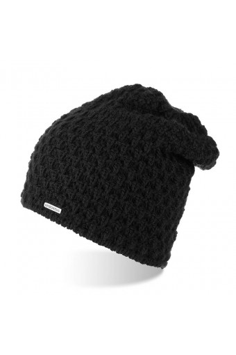 Klasyczna ciepła czapka damska zimowa brodrene z polarem cz25 czarny